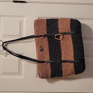 Ralph Lauren crochet tote. Tan & Blue